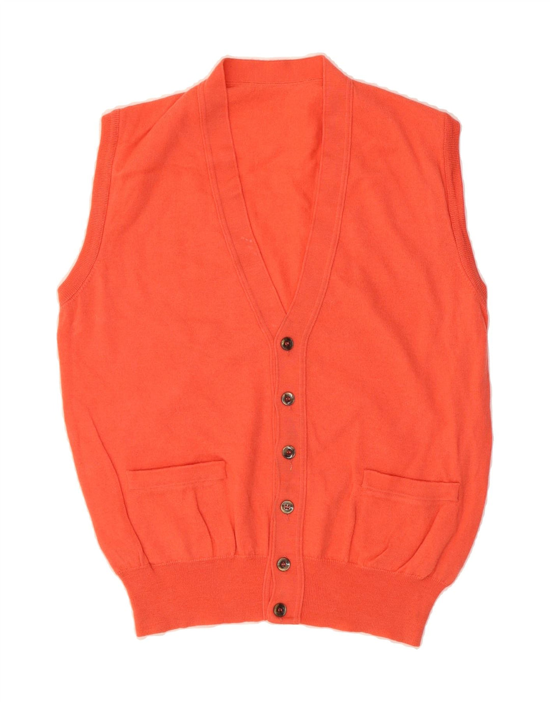 VINTAGE Mens Sleeveless Cardigan Sweater Small Pink Wool Vintage Vintage and Second-Hand Vintage from Messina Hembry 