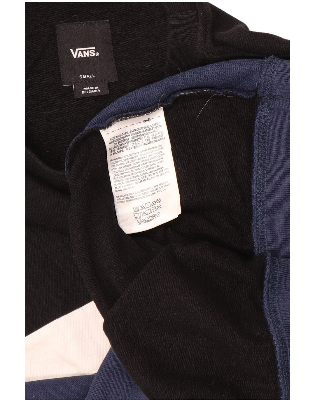 Vans Mens Sweatshirt Jumper Small Black Colourblock Cotton