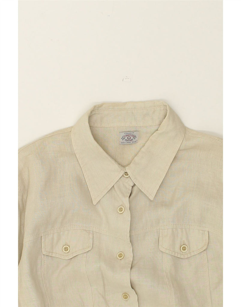 ARMANI Womens Shirt UK 12 Medium Beige Linen | Vintage Armani | Thrift | Second-Hand Armani | Used Clothing | Messina Hembry 