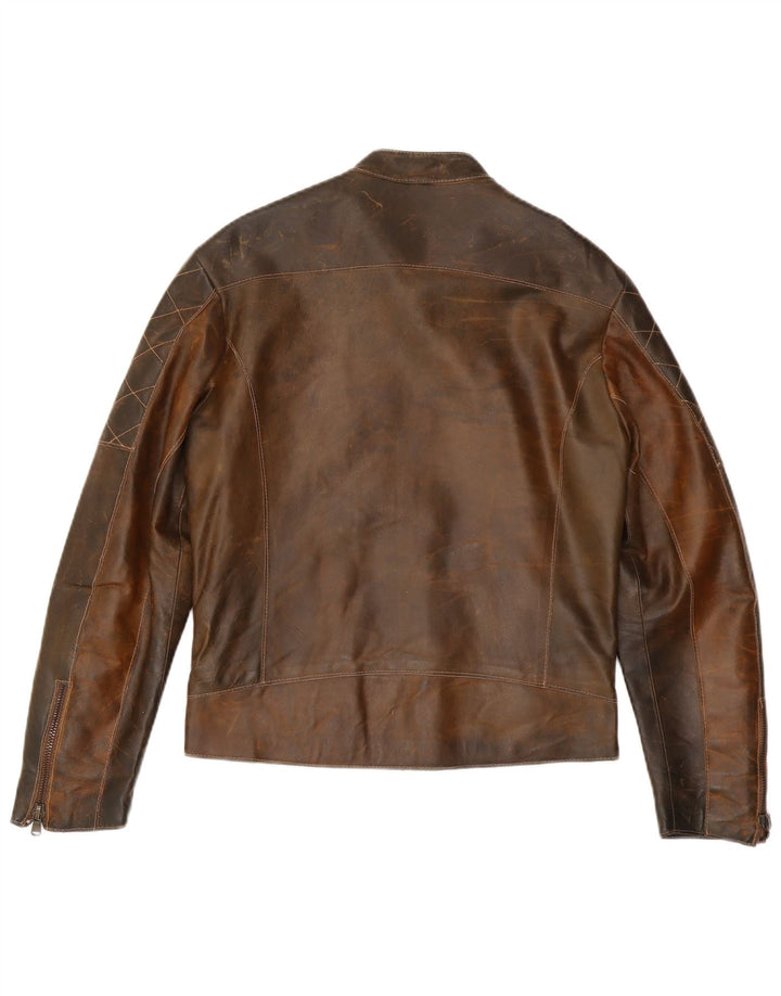 Vintage Mens Leather Jacket UK 36 Small Brown Leather