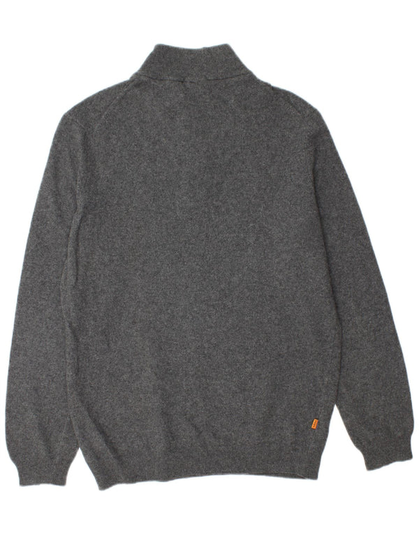 Timberland Mens Zip Neck Jumper Sweater XL Grey Merino Wool