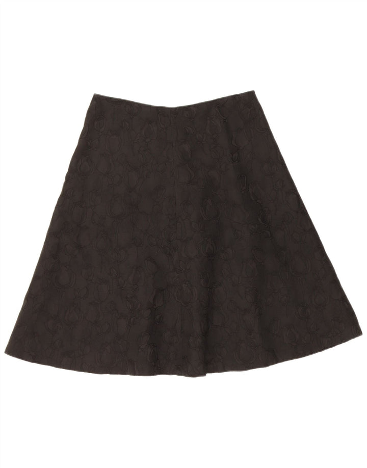 Intrend Womens A-Line Skirt UK 12 Medium W30 Black Floral