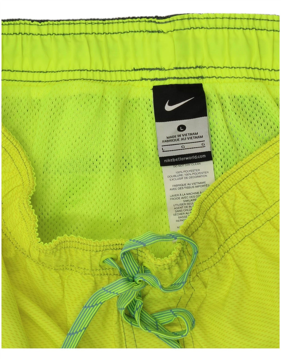 Nike Mens Graphic Swimming Shorts Large  Green Colourblock Polyester