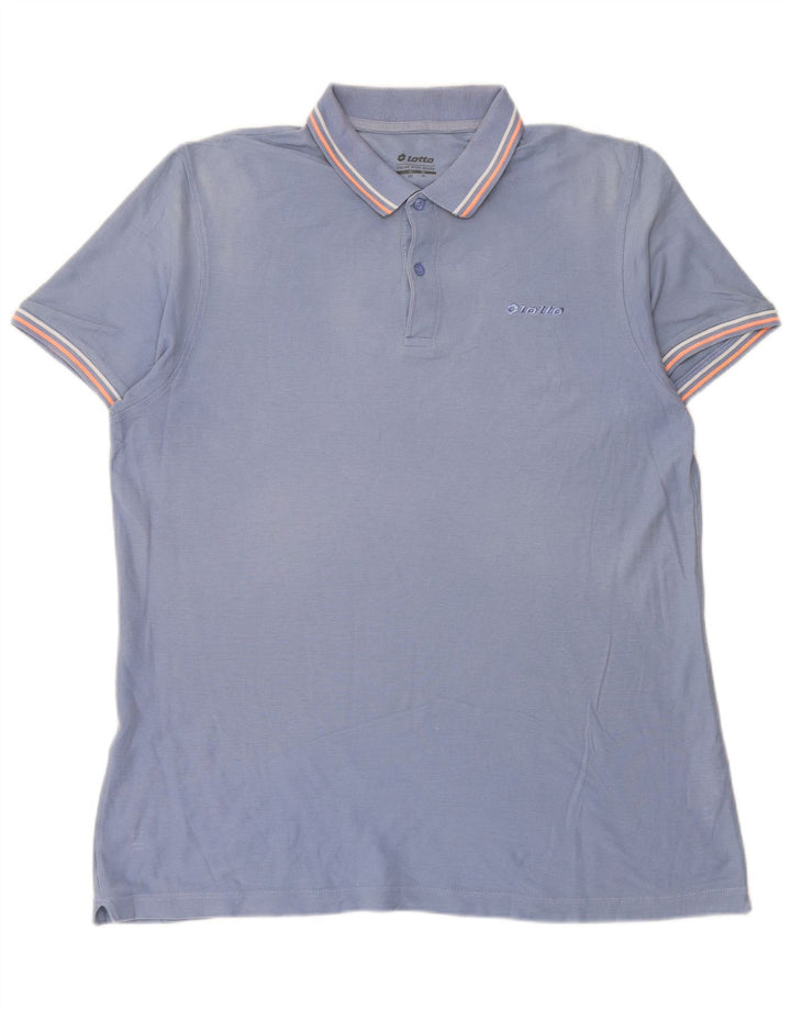 LOTTO Mens Polo Shirt 2XL Blue Cotton