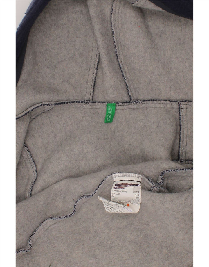 Benetton Boys Hooded Duffle Coat 3-4 Years XS Navy Blue Wool