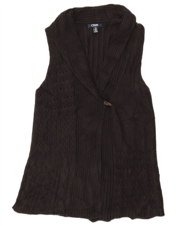 CHAPS Womens Sleeveless Cardigan Sweater UK 12 Medium Black Cotton