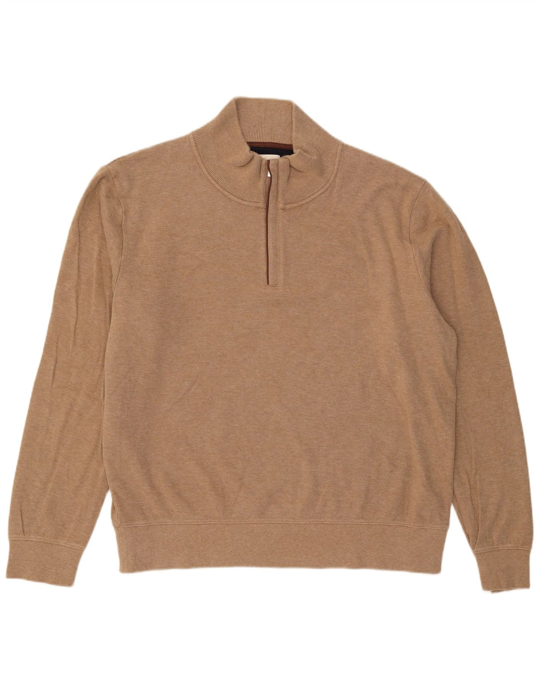 Gant Mens Zip Neck Jumper Sweater 3XL Beige Cotton