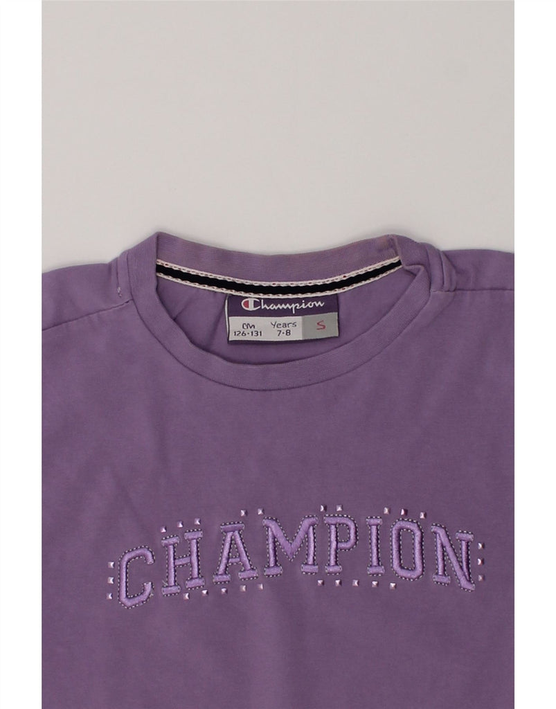 CHAMPION Girls Graphic Top Long Sleeve 7-8 Years Purple Cotton | Vintage Champion | Thrift | Second-Hand Champion | Used Clothing | Messina Hembry 