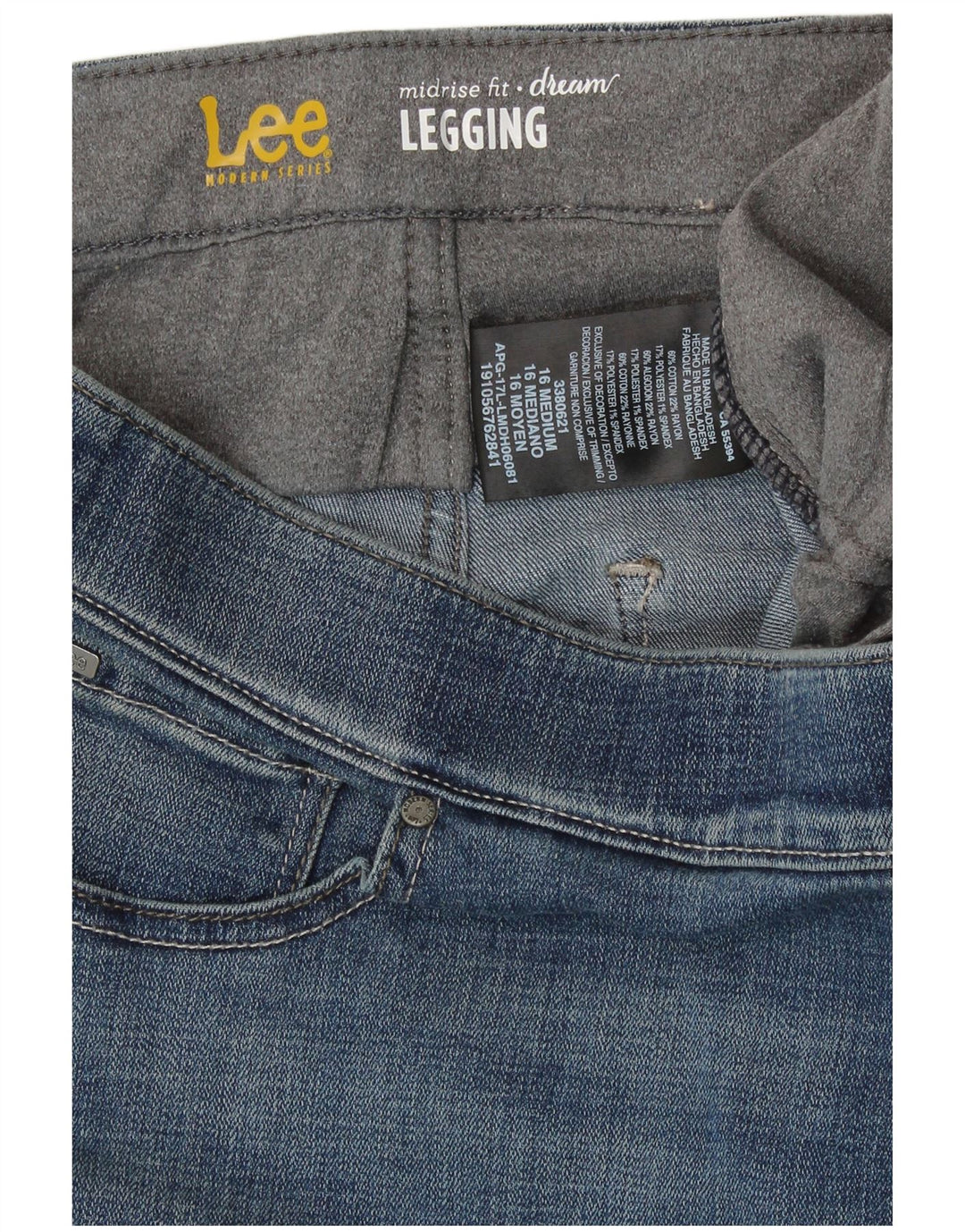 LEE Womens Mid Rise Capri Jegging Jeans US 16 2XL W38 L21 Blue Cotton