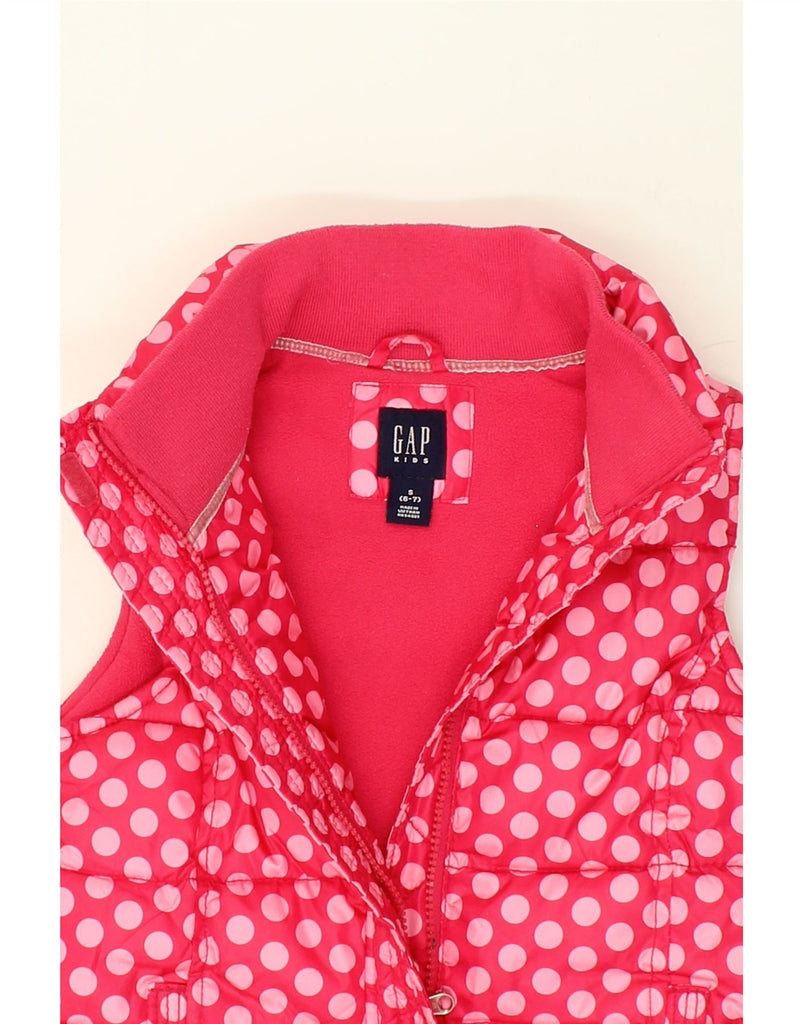 GAP Girls Padded Gilet 6-7 Years Small Pink Polka Dot Polyester Vintage Gap and Second-Hand Gap from Messina Hembry 