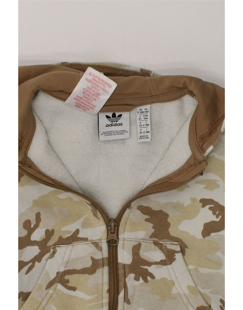 ADIDAS Baby Boys Graphic Zip Hoodie Sweater 12-18 Months Beige Camouflage | Vintage Adidas | Thrift | Second-Hand Adidas | Used Clothing | Messina Hembry 