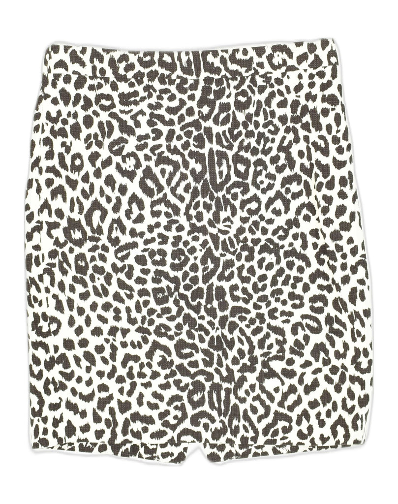 J. CREW Womens Pencil Skirt US 2 XS W30 Off White Animal Print Cotton | Vintage J. Crew | Thrift | Second-Hand J. Crew | Used Clothing | Messina Hembry 