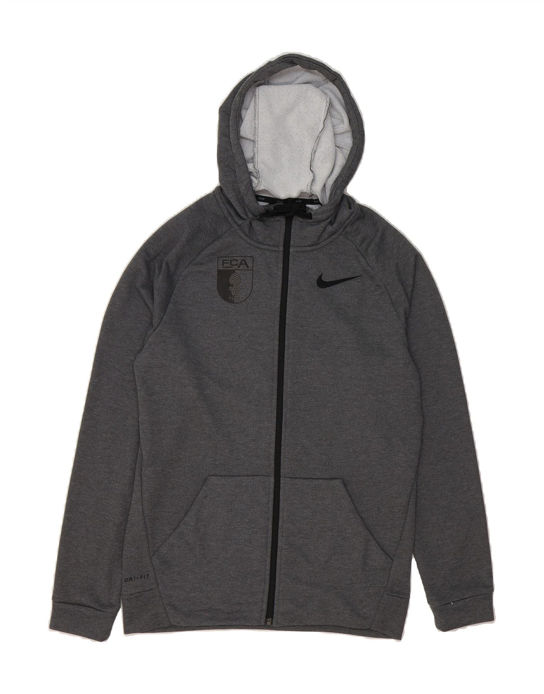 NIKE Mens Dri Fit Zip Hoodie Sweater Small Grey Polyester Vintage Nike and Second-Hand Nike from Messina Hembry 