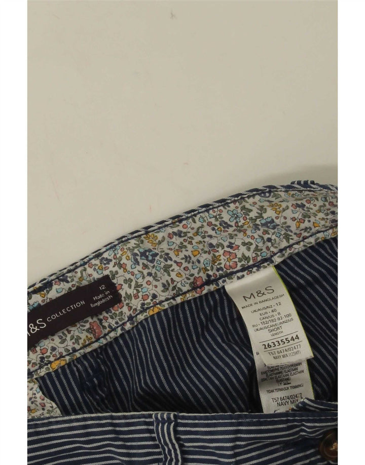 Marks & Spencer Womens Cropped Trousers UK 12 Medium W30 L26 Navy Blue