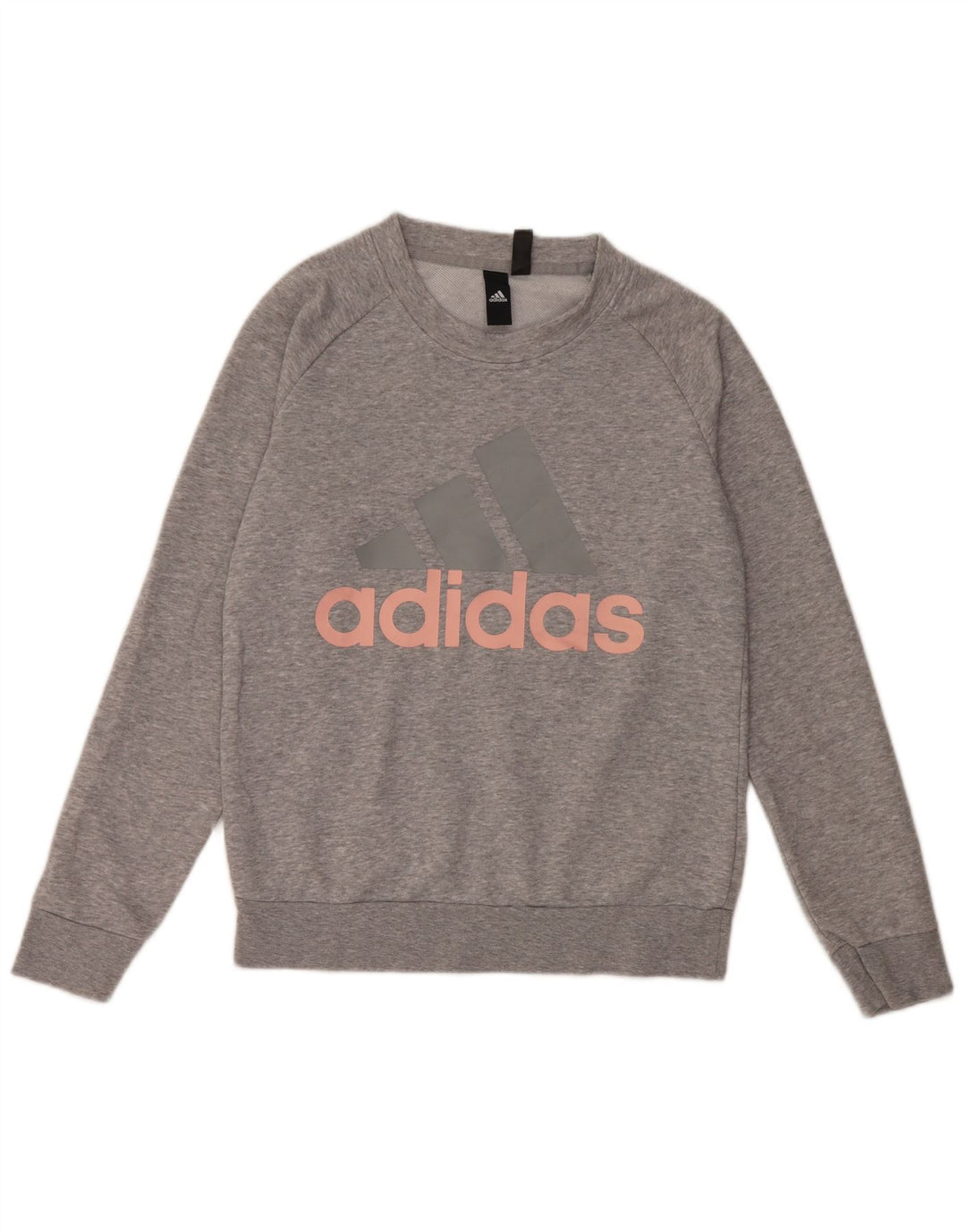 Adidas Womens Graphic Oversized Sweatshirt Jumper UK 10 Small Grey Cotton