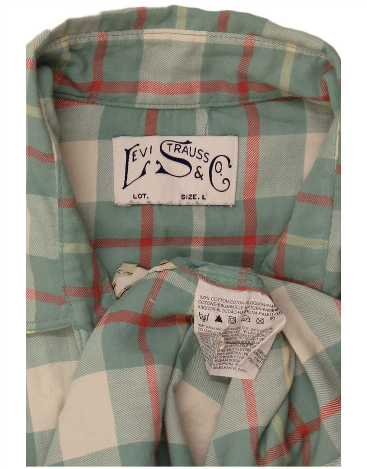 Levi's Mens Flannel Shirt Large Green Check Cotton