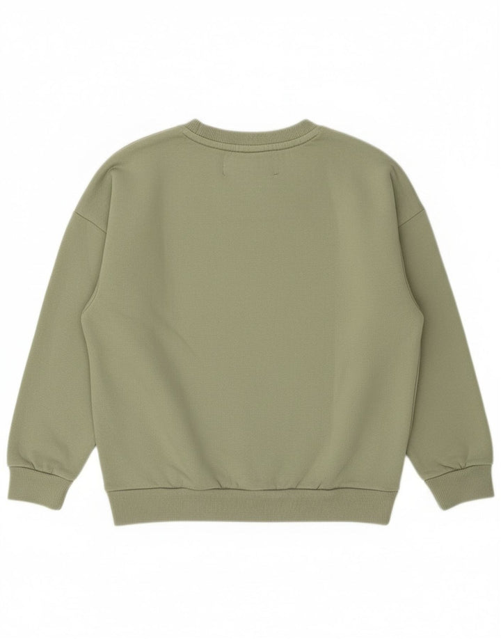 Superdry Womens Graphic Oversized Sweatshirt Jumper UK 8 Small Green Cotton