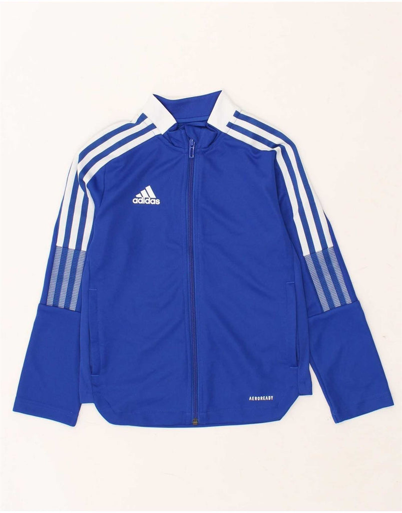 ADIDAS Boys Aeroready Graphic Tracksuit Top Jacket 7-8 Years Blue Vintage Adidas and Second-Hand Adidas from Messina Hembry 