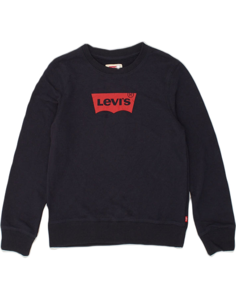 LEVI'S Boys Graphic Sweatshirt Jumper 11-12 Years Navy Blue | Vintage Levi's | Thrift | Second-Hand Levi's | Used Clothing | Messina Hembry 