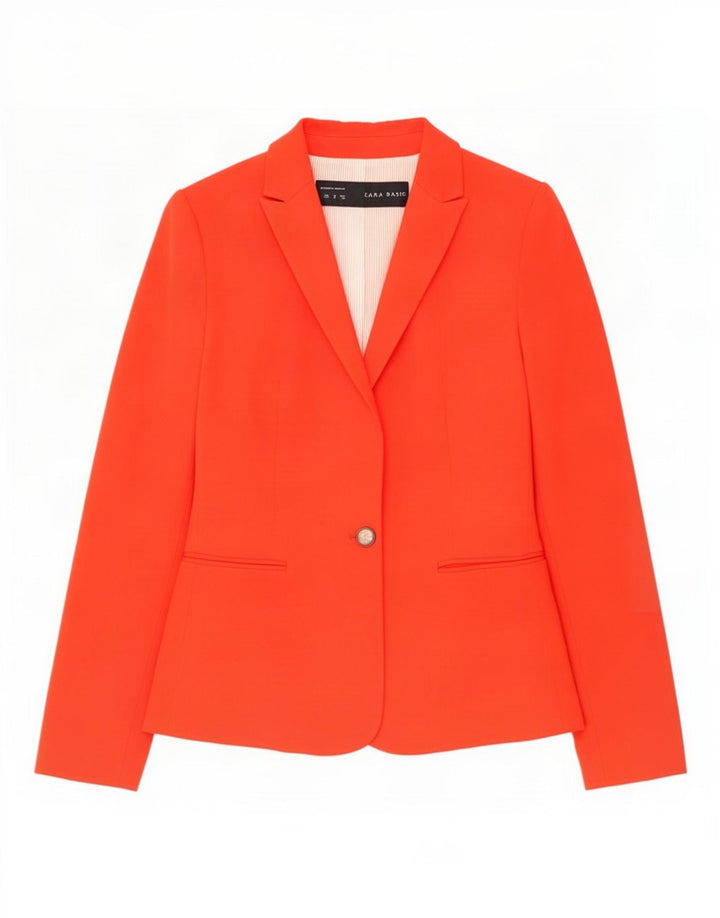 Zara Womens 1 Button Blazer Jacket UK 12 Medium Red Viscose