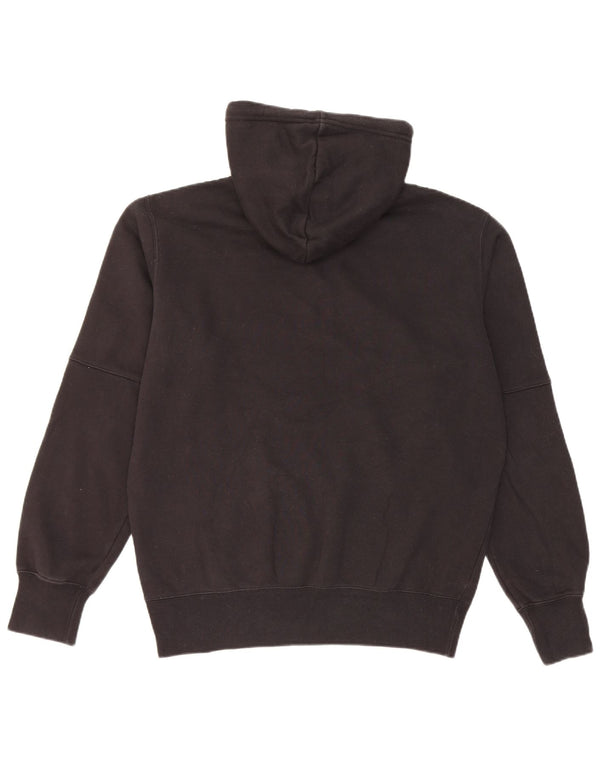 Champion Mens Zip Neck Graphic Hoodie Jumper Medium Black Cotton