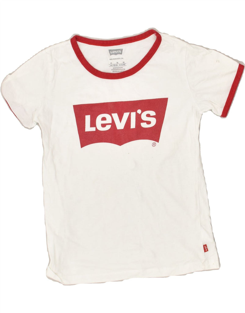 LEVI'S Boys Graphic T-Shirt Top 10-11 Years Medium White Cotton | Vintage Levi's | Thrift | Second-Hand Levi's | Used Clothing | Messina Hembry 