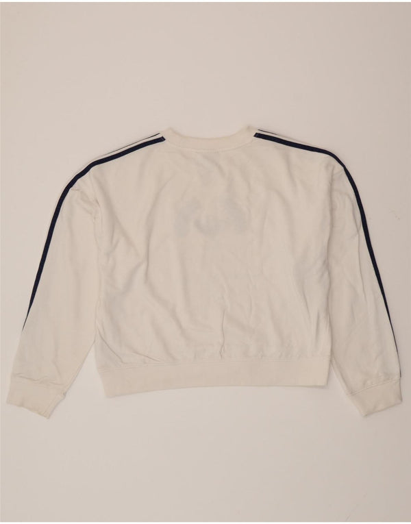 ADIDAS Womens Oversized Graphic Sweatshirt Jumper UK 12 Medium White