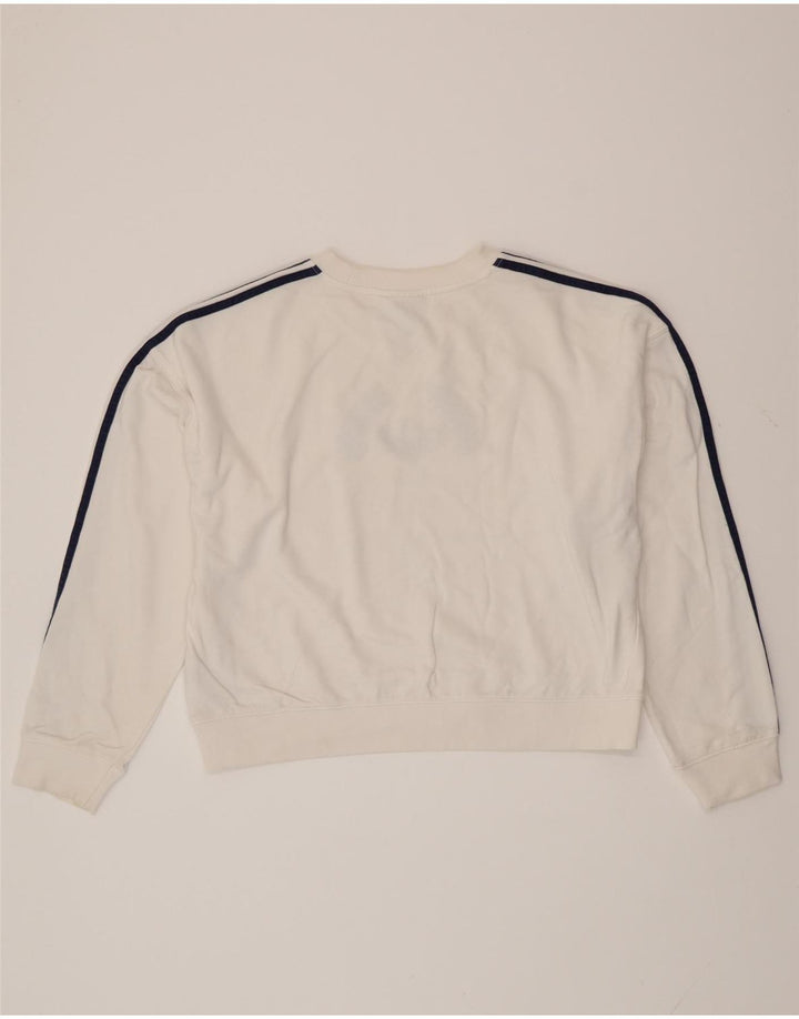 ADIDAS Womens Oversized Graphic Sweatshirt Jumper UK 12 Medium White
