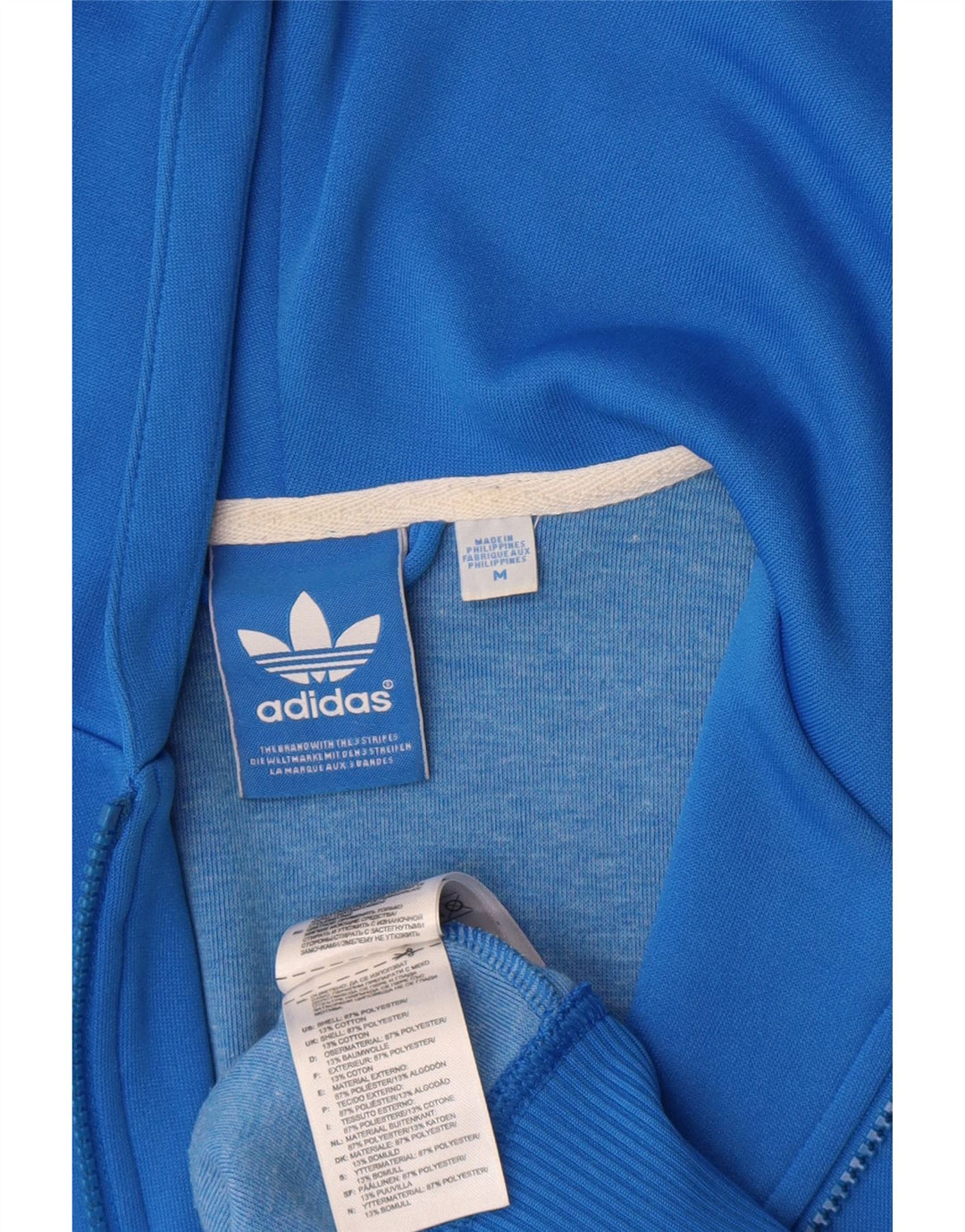 Adidas Mens Graphic Zip Hoodie Sweater Medium Blue Polyester