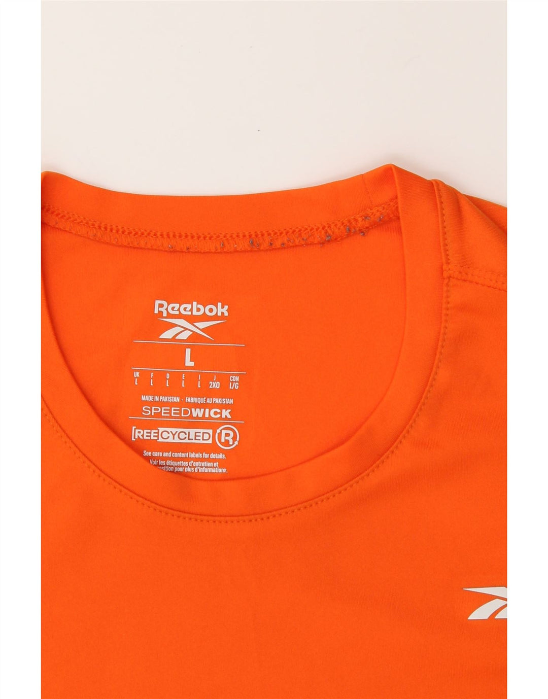 REEBOK Mens T-Shirt Top Large Orange Polyester Vintage Reebok and Second-Hand Reebok from Messina Hembry 