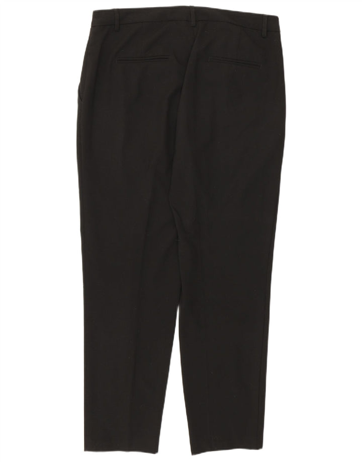 BENETTON Womens Straight Suit Trousers UK 14 Large W32 L27 Black Polyester