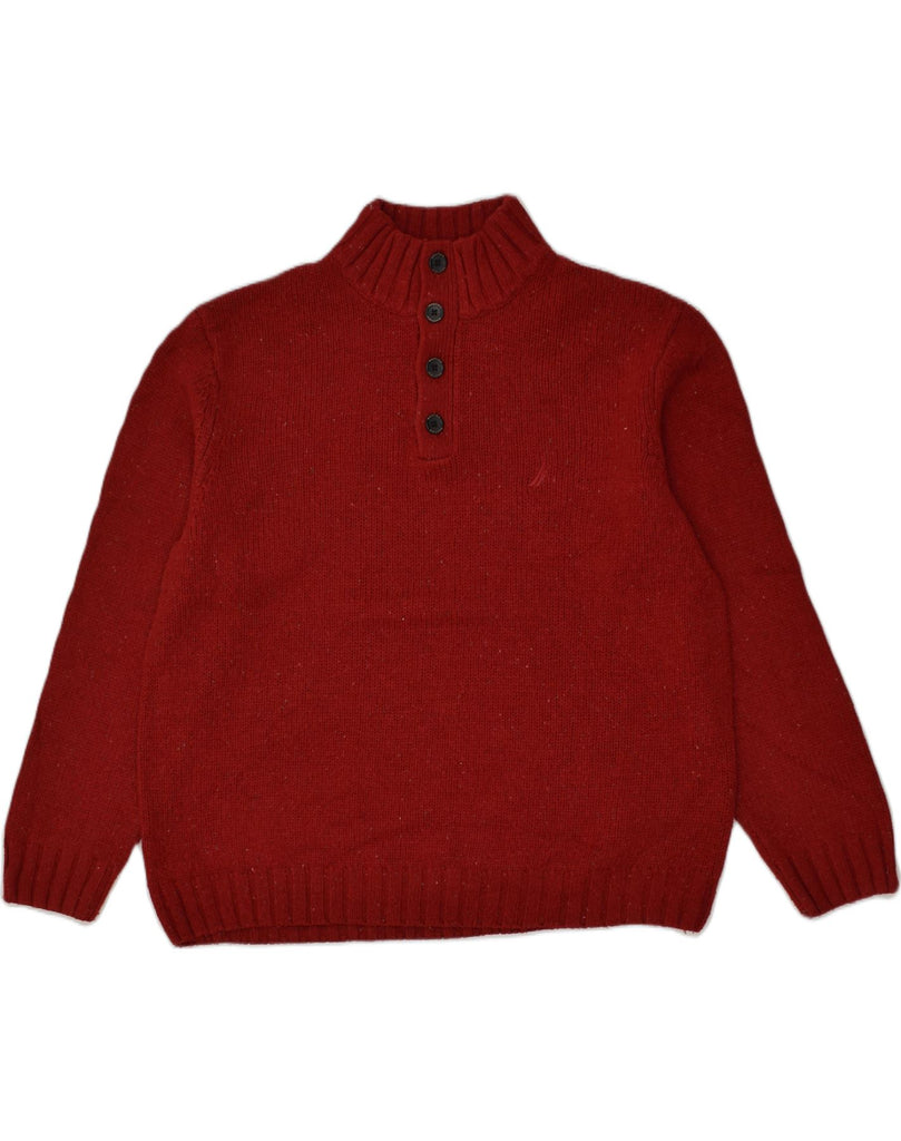 NAUTICA Mens Button Neck Jumper Sweater 2XL Red Flecked Acrylic | Vintage Nautica | Thrift | Second-Hand Nautica | Used Clothing | Messina Hembry 