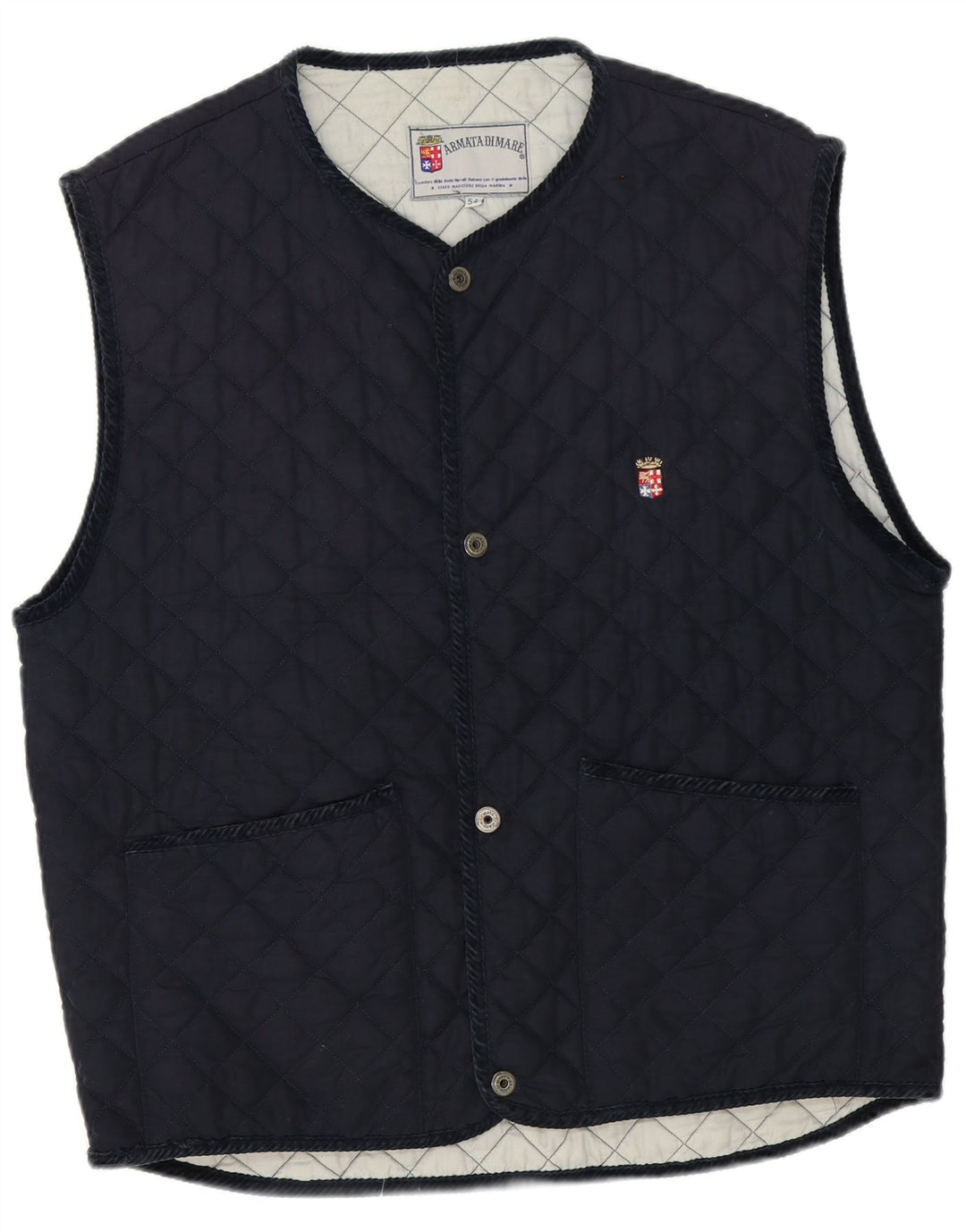 Armata Di Mare Mens Quilted Gilet IT 54 2XL Navy Blue Polyester