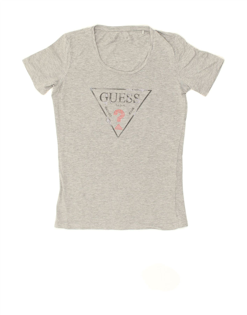 GUESS Womens Graphic T-Shirt Top UK 10 Small Grey | Vintage Guess | Thrift | Second-Hand Guess | Used Clothing | Messina Hembry 