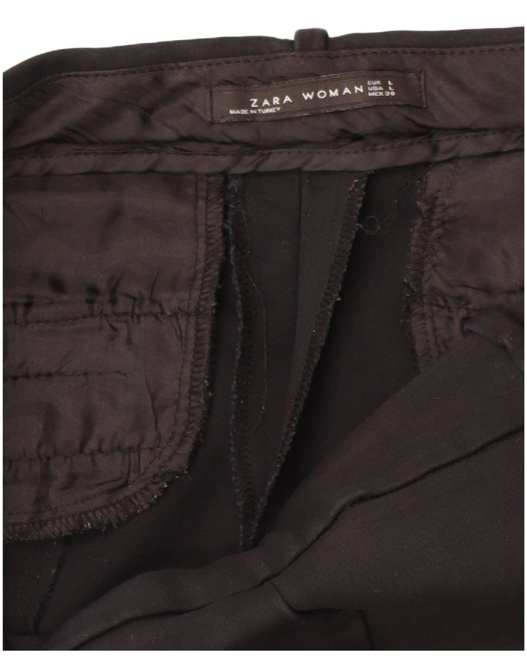 Zara Womens Slim Cropped Trousers Large W34 L24 Black