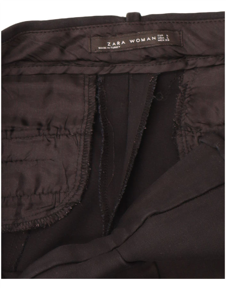 Zara Womens Slim Cropped Trousers Large W34 L24 Black