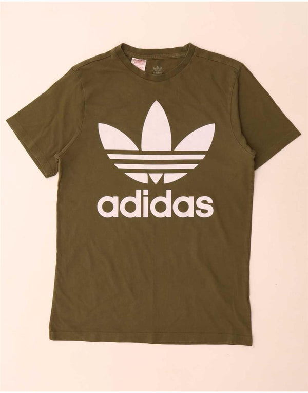 Adidas Boys Graphic T-Shirt Top 15-16 Years Khaki Cotton