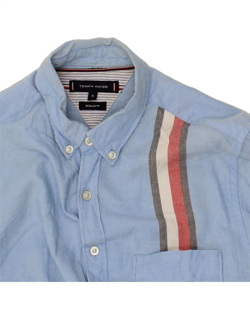 TOMMY HILFIGER Mens Regular Fit Shirt Medium Blue Striped Cotton | Vintage Tommy Hilfiger | Thrift | Second-Hand Tommy Hilfiger | Used Clothing | Messina Hembry 