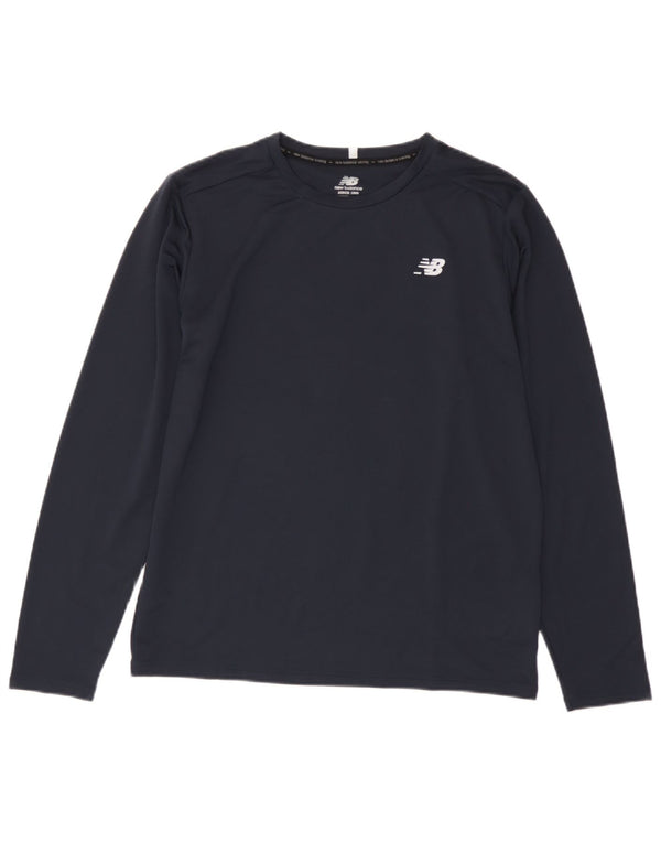 New Balance Mens Top Long Sleeve Medium Navy Blue Polyester