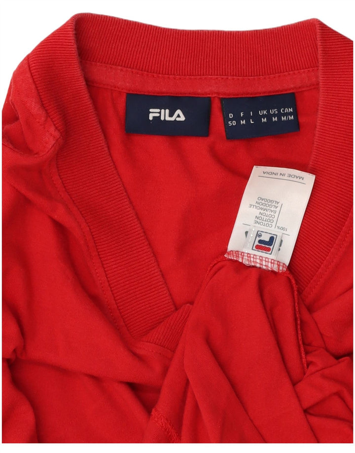 Fila Mens T-Shirt Top Medium Red Cotton
