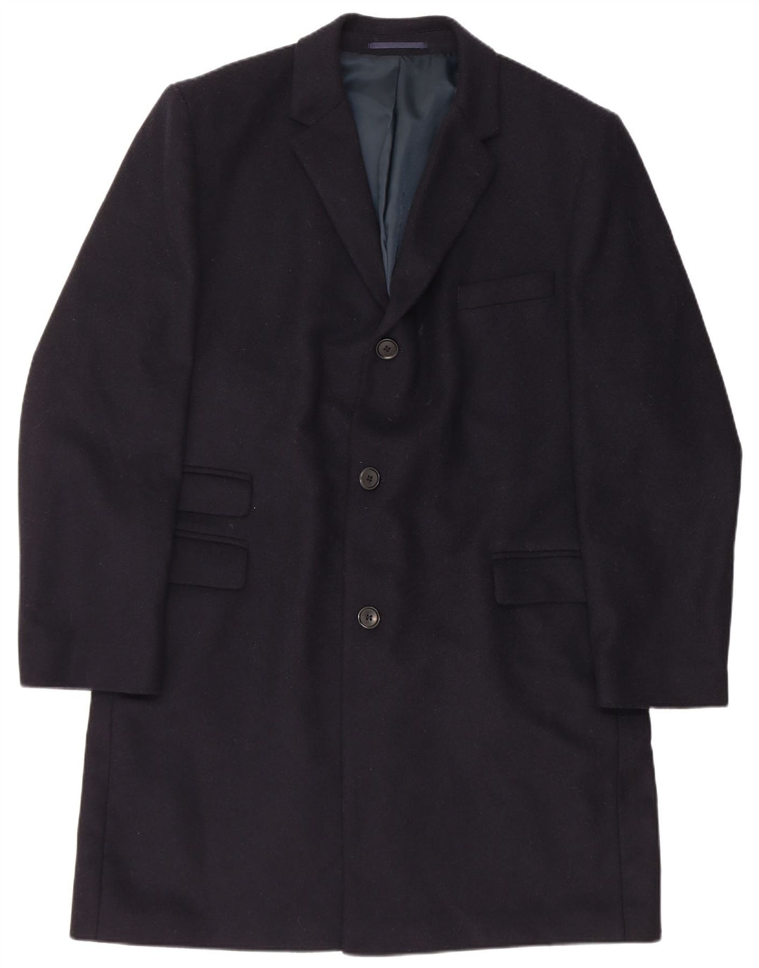 Karl Jackson Mens Overcoat UK 44 2XL Navy Blue Wool