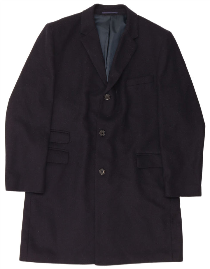 Karl Jackson Mens Overcoat UK 44 2XL Navy Blue Wool
