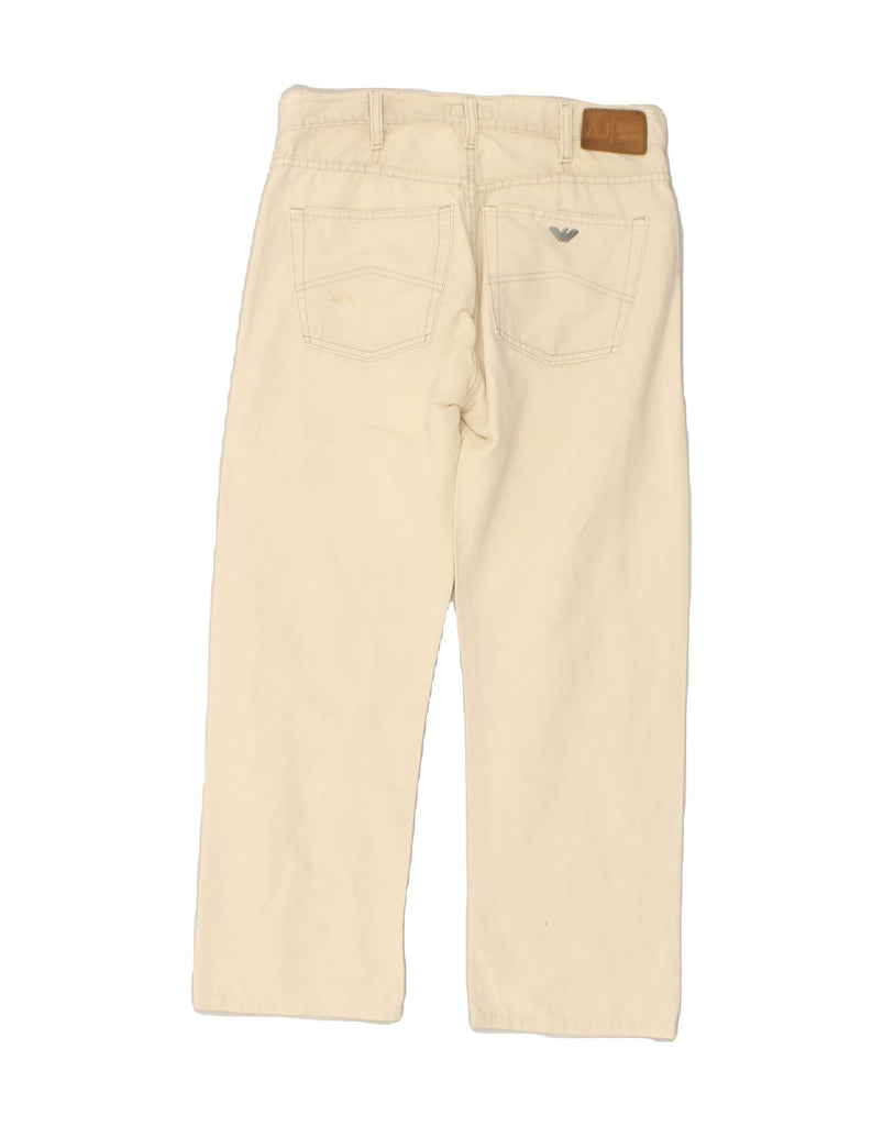 ARMANI JEANS Mens Straight Casual Trousers W33 L26 Beige Linen | Vintage Armani Jeans | Thrift | Second-Hand Armani Jeans | Used Clothing | Messina Hembry 