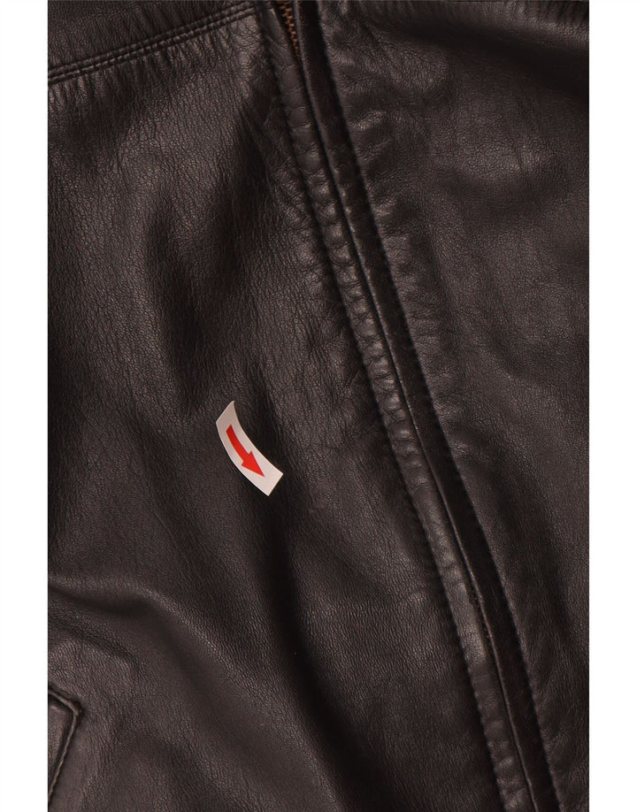 Vintage Mens Leather Gilet UK 36 Small Black