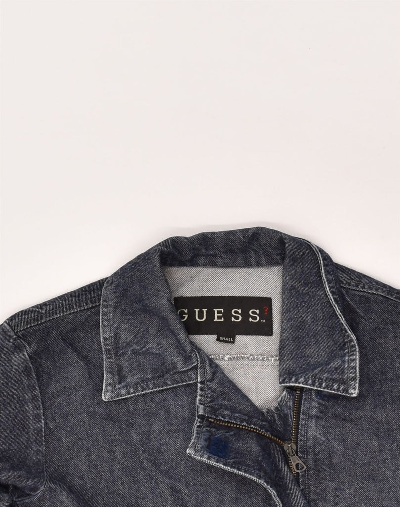 GUESS Womens Denim Jacket UK 10 Small Navy Blue | Vintage Guess | Thrift | Second-Hand Guess | Used Clothing | Messina Hembry 