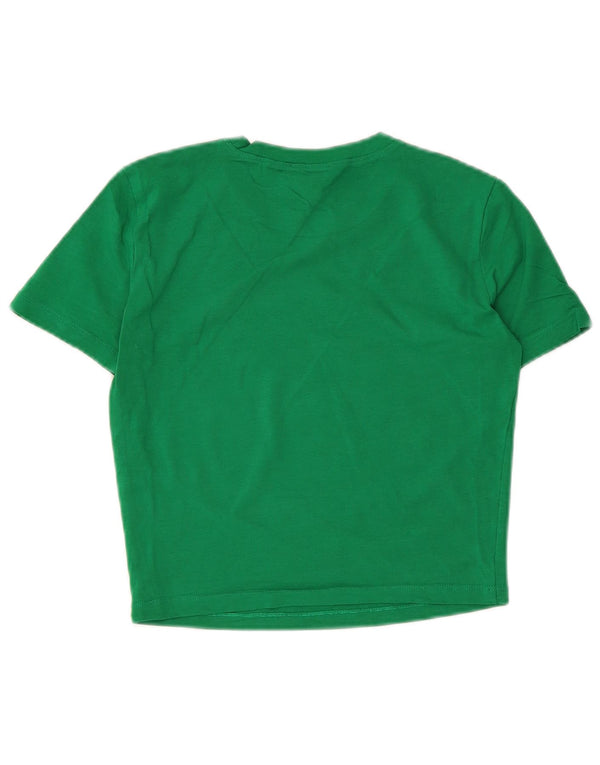 Zara Womens Crop T-Shirt Top UK 12 Medium Green Cotton