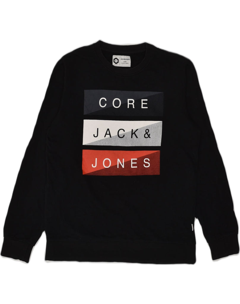 JACK & JONES Mens Graphic Sweatshirt Jumper Medium Black Cotton | Vintage Jack & Jones | Thrift | Second-Hand Jack & Jones | Used Clothing | Messina Hembry 