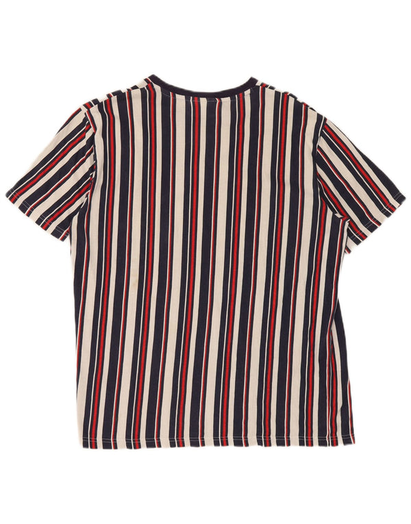 Fila Mens Graphic T-Shirt Top IT 52 Large Navy Blue Striped Cotton
