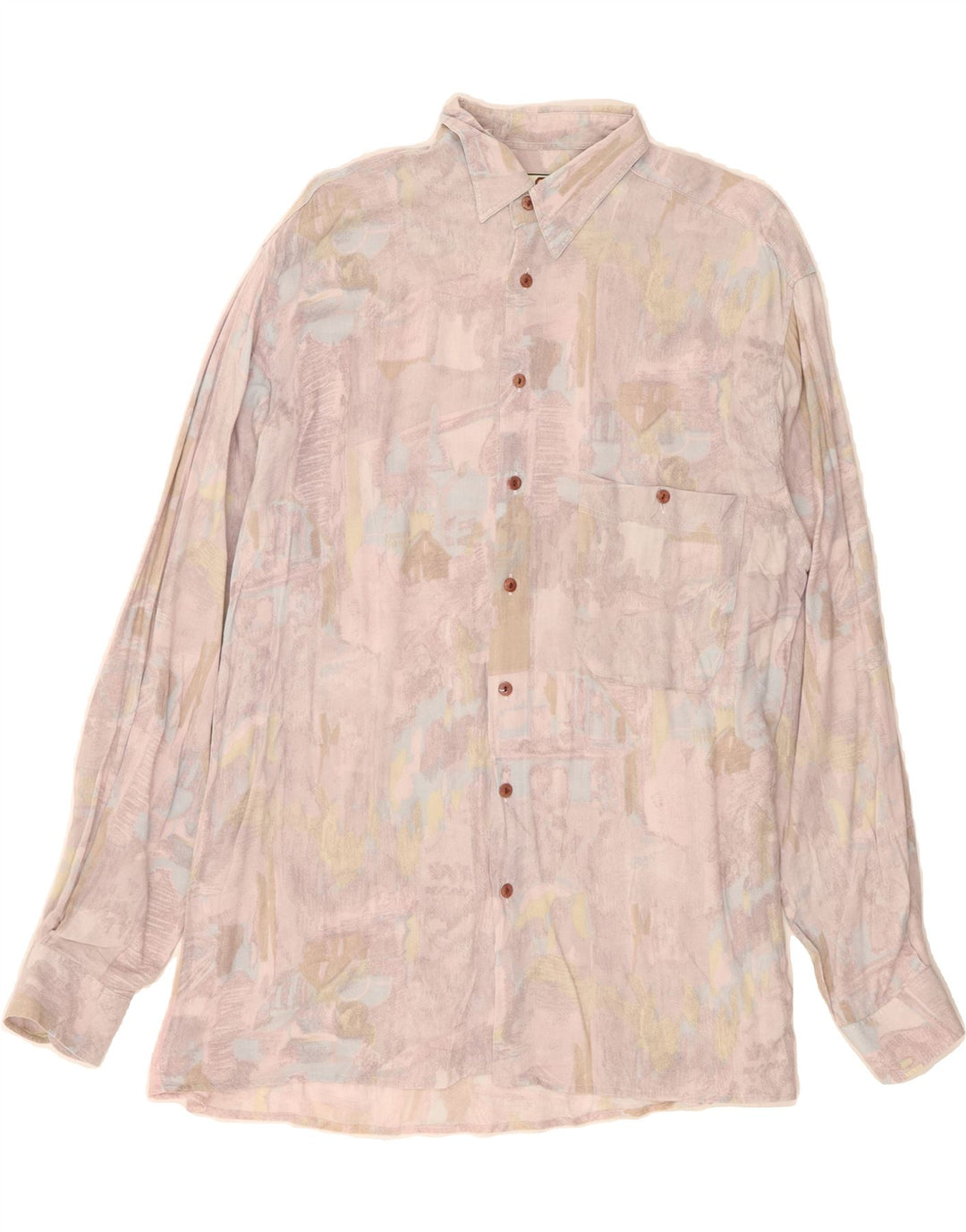 GREENFIELD Mens Abstract Pattern Shirt Size 41 42 Large Beige Viscose Vintage Greenfield and Second-Hand Greenfield from Messina Hembry 