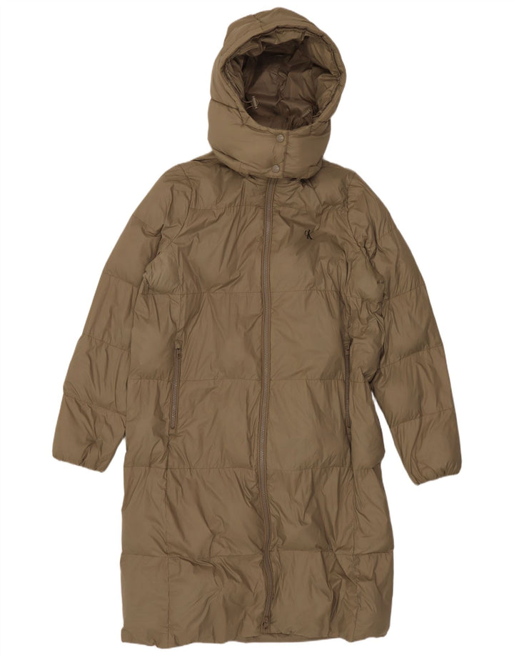 Calvin Klein Jeans Womens Oversized Padded Coat UK 10 Small Khaki Polyamide